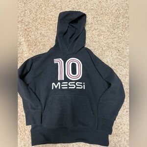 Black Hoodie with Pink and White Design Messi